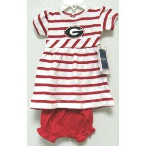 12M 2 pieces Georgia Bulldogs NCAA Red White Stripe Dress Two Feet Ahead #225